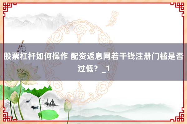 股票杠杆如何操作 配资返息网若干钱注册门槛是否过低？_1
